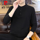 Pierre Cardin stand collar long-sleeved T-shirt men's spring and autumn trendy white Henry collar inner bottoming shirt men's early autumn tops 56119 black L 175