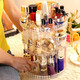 Fantasy internet celebrity cosmetics storage box rotating acrylic dressing table organizer desktop lipstick and skin care product storage rack LL8 rotatable transparent diamond pattern