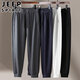 JEEP high-end pure cotton leggings casual pants for men, autumn and winter loose sports pants, men's velvet thickened long pants, dark blue, spring and autumn XL recommended 140-155 Jin Jin equals 0.5 kg