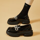 Rich bird loafers women's casual British style thick sole sponge cake single shoes women's shoes FN0235/1049 black 39