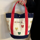 Shenshiyi canvas bag transportieren kleine Tasche Handtasche Eimer Lunchbox Lunchbox Lunchbox Mama trägt Babybeutel Leichte farbenfrohe Bären -Leinwand Handtasche [Weiß]