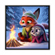 Cute cartoon Crazy Zoo City Digital Oil Painting Diy Coloring Painting Hand-painted Unzipped Decoration Children's Oil Painting SJ13557 20*20cm Tightened Thickened Solid Wood Inner Frame Highlighted Pigment + Oil Canvas +