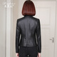 Lingfaner Haining genuine leather jacket for women spring new motorcycle slim sheepskin small jacket short style black 2XL