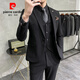 Pierre cardin suit men's suit trend Korean slim-fit British groom wedding dress business professional formal suit casual suit 1 dark gray texture 9905 [suit + trousers + horse L 50/115 Jin [Jin equals 0.5 kg] wear