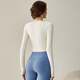 Yuebu autumn yoga clothing top for women with chest pad sports suit quick-drying long-sleeved fitness clothing Pilates training high-end milk white long-sleeved M Recommended weight 95-110Jin Jin equals 0.5 kg
