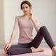 Sporn Yoga Suit Women's Autumn and Winter Long Sleeve Professional Pilates Fitness Training Wear Temperament and High-end Sports Top Pink Top + Iron Gray Pants M (90-100Jin Jin equals 0.5kg)