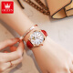 Swisss Swisss Swiss Swiss Watch Watch Женские полностью автоматические механические часы модные водонепроницаемые национальные часы для подруги 6636 Red Skin White Face [Подарочная коробка]