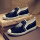 Ruiyang fisherman shoes men old Beijing cloth shoes men spring casual Chinese style embroidery fisherman barefoot wearing linen one foot MX9902 green 40 standard casual shoe size
