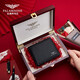 FALAMAONE Brand Boîte à cadeau de portefeuille de ceinture masculine Ensemble de boucle automatique en cuir authentique pour le cadeau de la fête des pères d'anniversaire des garçons portefeuille pratique + ceinture [Cadeau en bois massif haut de gamme]