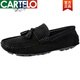 卡帝乐鳄鱼（CARTELO）2025新品春季流苏豆豆鞋男真皮磨砂皮鞋翻毛皮懒人鞋休闲开车鞋男 棕色9893 38