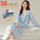 MiiOW can be worn outside the confinement clothes and nightgown for women spring, autumn and winter pure cotton long-sleeved large size loose postpartum pregnant women breastfeeding open button light blue 3882-confinement nursing long skirt 3XL recommended 155-175Jin Jin is equal to 0.5 kg nursing mouth