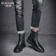 Bottes masculines australiennes, chaussures hautes hautes, hommes plus velours en cuir soft en cuir doux martin, bottes en cuir britannique, chaussures en coton, chaussures d'hiver, bottes Chelsea, noir (plus velours) 42