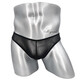 Erotic underwear elastic hip lift double thong men's U-convex transparent butt exposed mesh low waist trendy white one size