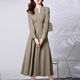 Aosijie High-end Frand French Dress для женщин 2025 весна и осенью Новая корейская версия обтягивающую талию и похудение в средней длине юбка для рубашки с V-образным вырезом легкая военная зеленая l