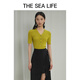 THE SEA LIFE Ou Hai Yisheng Knitted Sweater 24 Spring and Summer Slim Short Sleeve Cool Temperament Knitted Sweater X15868 Glimmer Green S