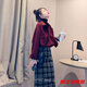 Ma Feixuan fake two-piece shirt women's long-sleeved autumn and winter brushed thickened turtleneck top design niche Hong Kong style layering shirt blue M