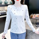 Red Dragonfly Pure Cotton Fashion Base Bass Base For Women Autumn de manga larga nueva Slim y versátil Camiseta Redonda Camiseta Top DD1396# (White) XL de manga larga [sugerido 121-130Jin [Jin iguala 0.5 kg]]