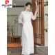 Piercadan Hanfu Hanfu Daily Zen Tea Artists Recogida de orejas Guzheng Centro de salud nuevo Chino Cheongsam Vestido 689 Traje blanco S
