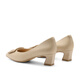 Belle square button high heel shoes for women's shopping mall same style single shoes B1344CQ3 sheepskin-apricot color 37 (235mm)