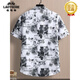 老爷车（LAOYECHE）高端品牌衬衫男士夏季短袖宽松花冰丝凉感上衣服潮流痞帅休闲五分 7027深咖 M 约95110斤可穿