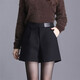 Cai Muxia elastic waist woolen shorts for women in autumn and winter new style high waist slimming versatile a-line wide leg outer wear leggings boot pants black XL120-140Jin Jin equals 0.5 kg
