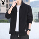 PLAYBOY Jacket Men's Jacket Men's Autumn and Winter Stand Collar Polar Fleece Loose Casual Top Black XL