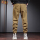 Romon Arbeitshose Herren Herbst neue amerikanische Modemarke Trendy vielseitige kleine Füße Harlen Neun-Punkte-Sport-Langhosen Dyl-2506 Kamelgelb 3xl