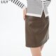 
LILY autumn new women's clothing retro workwear commuting elegant temperament slim PU short skirt A-line skirt women 719 chestnut brown M