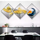 Aohan Modern Restaurant Decoration Painting Creative Wine Glass Multi-sided Rhombus Painting Hall Dining Table Background Wall Hanging Painting Dining Room Wall Mural JD15827 50*50/50*50/50*50 Textured Oil Canvas Aluminum Alloy Black Frame