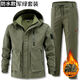 Autumn and winter plus velvet work clothes set three-in-one mountaineering outdoor hooded work clothes warm and thickened cold-proof work clothes 9920 gray plus velvet suit [Waterproof] XL 175 size [120-140Jin [Jin equals 0.5 kg]]