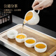 Xiangye high-looking mutton-fat jade porcelain Kung Fu tea set teapot teacup tea tray tea set housewarming gift practical household listening window Yunchu covered bowl six cups 9-piece set