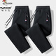 Woodpecker Pants Men's Spring and Autumn Casual Sports Men's Pants Men's Loose Straight Trousers Spring and Autumn Style Running Pants with Small Legs Two Legs Black + Dark Gray (Spring and Autumn Style) XL (Recommended 110-125 Jin Jin equals 0.5 kg)