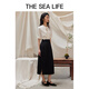 
THE SEA LIFE Ou Hai Yisheng New Chinese style high-waisted skirt for women 24 summer waist-hugging high-end black folding skirt Y16866 Black Mage M