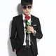 Yhv suit suit men's slim fit youth interview suit business formal wear solid color college student best man wedding adult ceremony 1611 black two buckle XL (175) recommended 120-135Jin Jin equals 0.5 kg