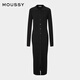moussy 新品简约风淑女H型长款针织连衣裙010HA673-7891 020黑色 S