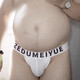 Men's underwear double thong sexy low waist hollow butt exposed thong gay gay fat bear plus size new style white M recommended 45-58 kg