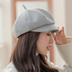 BuyYii hat for women's autumn and winter new style designer dual-purpose octagonal hat trendy British fashion solid color beret Japanese literary face-showing tabloid hat BLM-42 solid color two-wear octagonal hat black M (56-58cm)