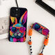 Tongrubi flat smile is suitable for vivo Huawei Honor Xiaomi Apple iPhone 14 promax mobile phone case 15 13 back clip S16 3884 cute rabbit + back clip lanyard iPhone 13Pro