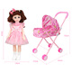 Lemy Bear Kinderimpfmaschinenspielzeug Spielzeug Baby spielen Haus 3 Kinderwagen mit Puppen 2-5-6 Jahre Mädchen Geschenke Belle Prinzessin Trolley + Oberste Geschenktüte