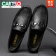 CARTELO crocodile (CARTELO) men's 2025 new leather spring and autumn men's shoes breathable hollow soft sole one foot drive casual leather shoes trend black hollow 9905 42 [Standard size of leather shoes]