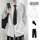 
XUANLAIYA (XUANLAIYA) white long-sleeved shirt men loose couple suit DK Korean style student graduation photo class suit casual shirt men white + tie XL