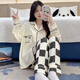 Pajama modal para mujeres en cárdigan de verano pantalones de mangas largas Suites de verano Summer Ladies 2025 Nuevo dibujos animados de primavera e invernal ropa para el hogar SSM-3884 2XL [135-160Jin [Jin iguala 0.5 kg]]]