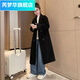 Rui Menghua Autumn and Winter 2025 Girls' New Woolen Coat Girls' Korean Style Large Children's Over-the-Knee Long Woolen Fashionable Jacket Black 150 Recommended height to be within 152cm