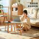 Lin's home coffee table small apartment solid wood legs round tea table living room home Japanese style combination side table LS755 [white] LS755J3-A large round coffee table