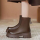 Tiaode Gao Martin Boots for Women Spring and Autumn Fashion Round Toe High Top Women's Boots Casual Sports Zipper Soft Heeled Single Shoes Short Boots Dark Brown Plus Fleece 6.5cm 37