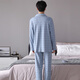Cat Man Pure Cotton Pajamas Men's Spring and Autumn Long Sleeve Trousers Large Size Casual Loose Home Clothing Set All Cotton Can Be Outer Wear 3880 Light Blue L [Suggested 110-130Jin [Jin equals 0.5 kg]]