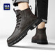 Hoilan Home (HLA) Martin Boots Fall and Winter New Casual Medium y High Top más Botas de vellón engrosadas Botas de trabajo para hombres Botas de cuero calientes de cilindro negro (Haagzm4aba0562 45