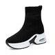 Leica Jinton elastic socks shoes for women 2024 single shoes new women's shoes inner heightened casual shoes for women air cushion thick sole high top shoes black winter plus velvet MM9759-1 36
