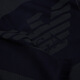 Emporio Armani/Armani offizielles Flaggschiff Herren Voller Wollschalststil Zwei-Farben-Logo Jacquard Quastenschal 17435-Naval Blau/Asphalt All Size