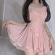 Manyan maid outfit cook perverted perverted breasts and crotch opens extremely dirty and seductive sexy Japanese couples stimulate pajamas 9789 skirt + bracelet leg ring + headband + T-trousers women's C-line pants convenient Valentine's Day battle robe stepmother skirt
